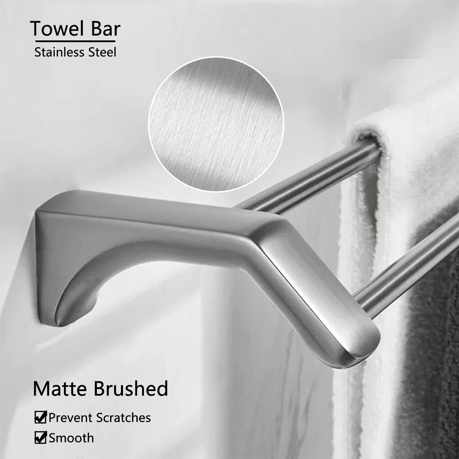 Soporte de Toalla de Toalla montada en la Pared de Acero Inoxidable 80 cm Baño de Cocina Toalla de Ducha de la Toalla de Toalla con Acabado Cepillado y Tornillos Kit de Montaje Made in China