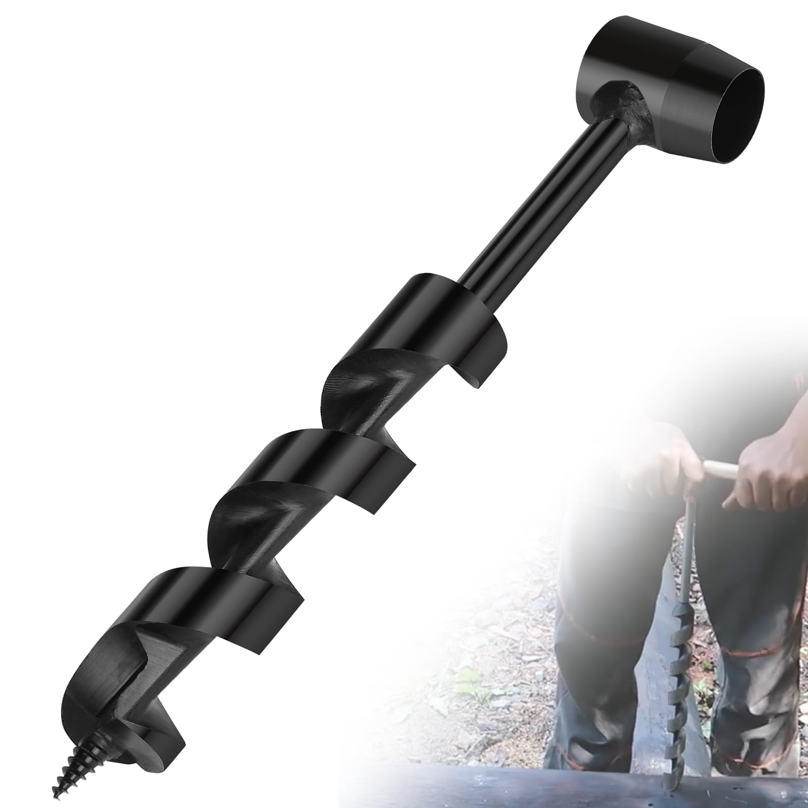 EFUTURETIME Taladro Manual para Bushcraft, φ30x230mm, Taladro Multifuncional para Bushcraft, Taladro Scotch Eye, Taladro Manual para Madera para Trabajos de Carpintería, Supervivencia al Aire Libre
