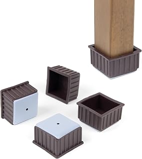 Chair Leg Caps Floor Protectors - (Square/16 Piece Set) Extra Glide Sliders | Premium Teflon for Easy Hardwood Floor Protection, No Noise, No Dust, Stronger Grip (31-32 mm)