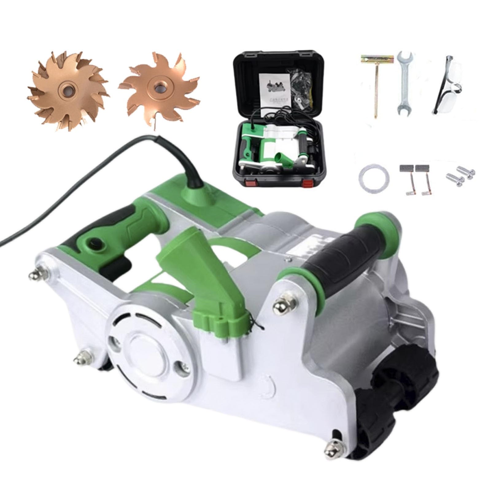Rozadora de pared de 1100 W, máquina ranuradora de línea de pared, profundidad de ranura ajustable, cortadora y entalladora de hormigón, máquina cortadora de ranuras for pared de piso, juego de herram