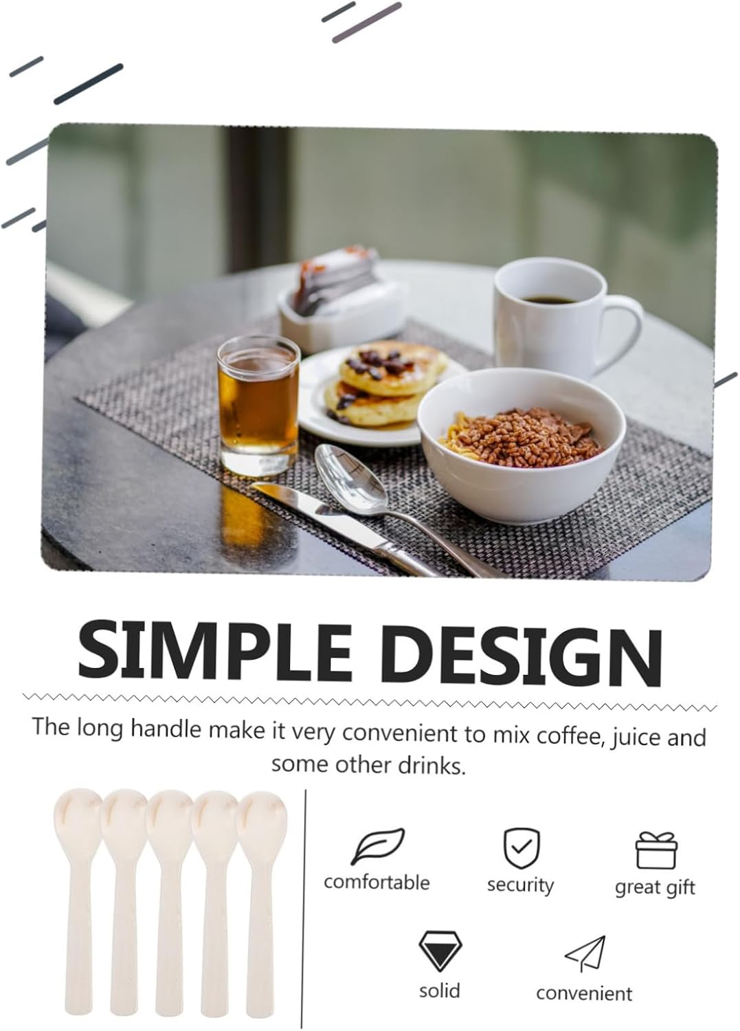 5pcs Multi-function Shell Coffee Spoons Delicate Stirring Spoons for Gelato Tea Dessert