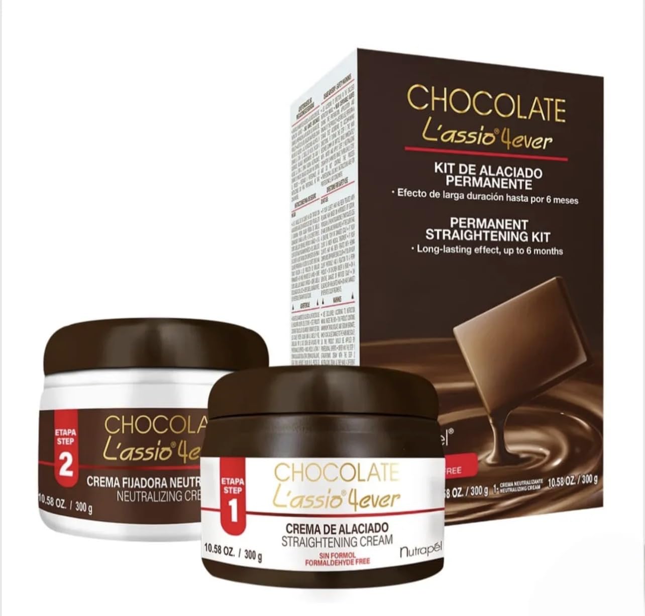 Nutrapel CHOCOLATE HAIR 4EVER STRAIGHTENER KIT LASSIO 6 MONTHS ALACIADO Chocolate