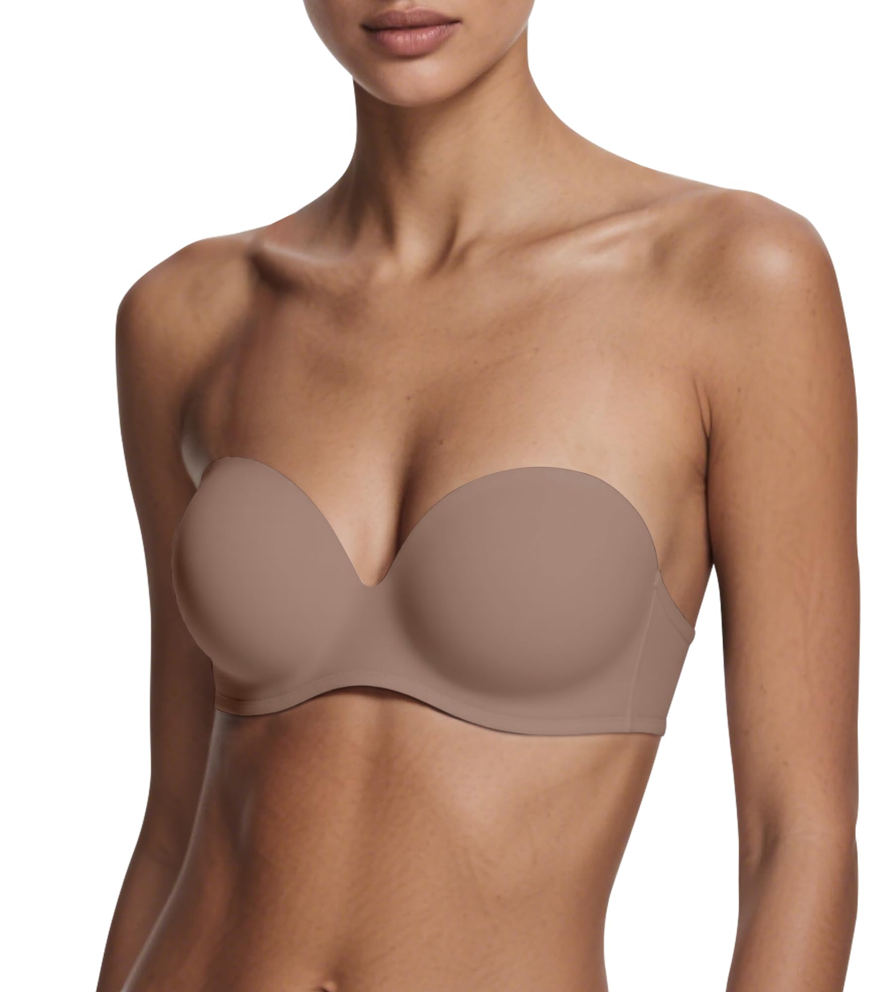 Strapless Bras for Women Push Up, Womens Underwire Plunge Full Coverage Tshirt Bra Supportive with Extender