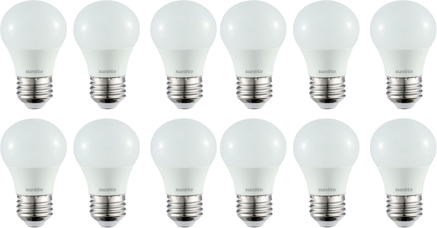 Sunlite LED A15 Refrigerator Light Bulb, 5.5 Watts (40W Equivalent), 450 Lumens, Medium Base (E26), Dimmable, Frosted Finish, UL Listed, 27K - Soft White, 12 Pack