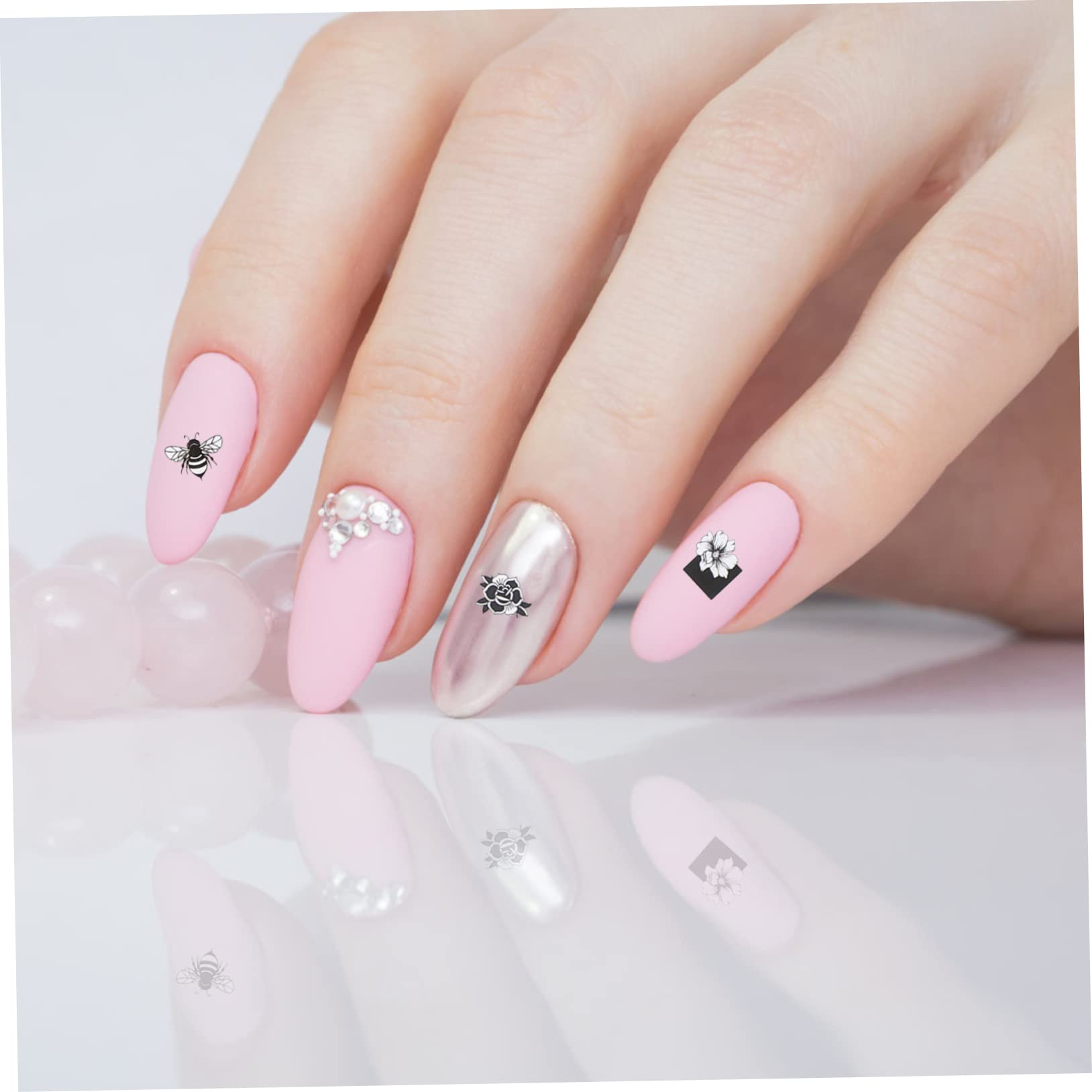 4 Set Adesivi Per Unghie Fiori Nail Art Decal Per Decorazioni Eleganti Per Feste E Speciali Adatti Donne E Ragazze 10 Fogli*4