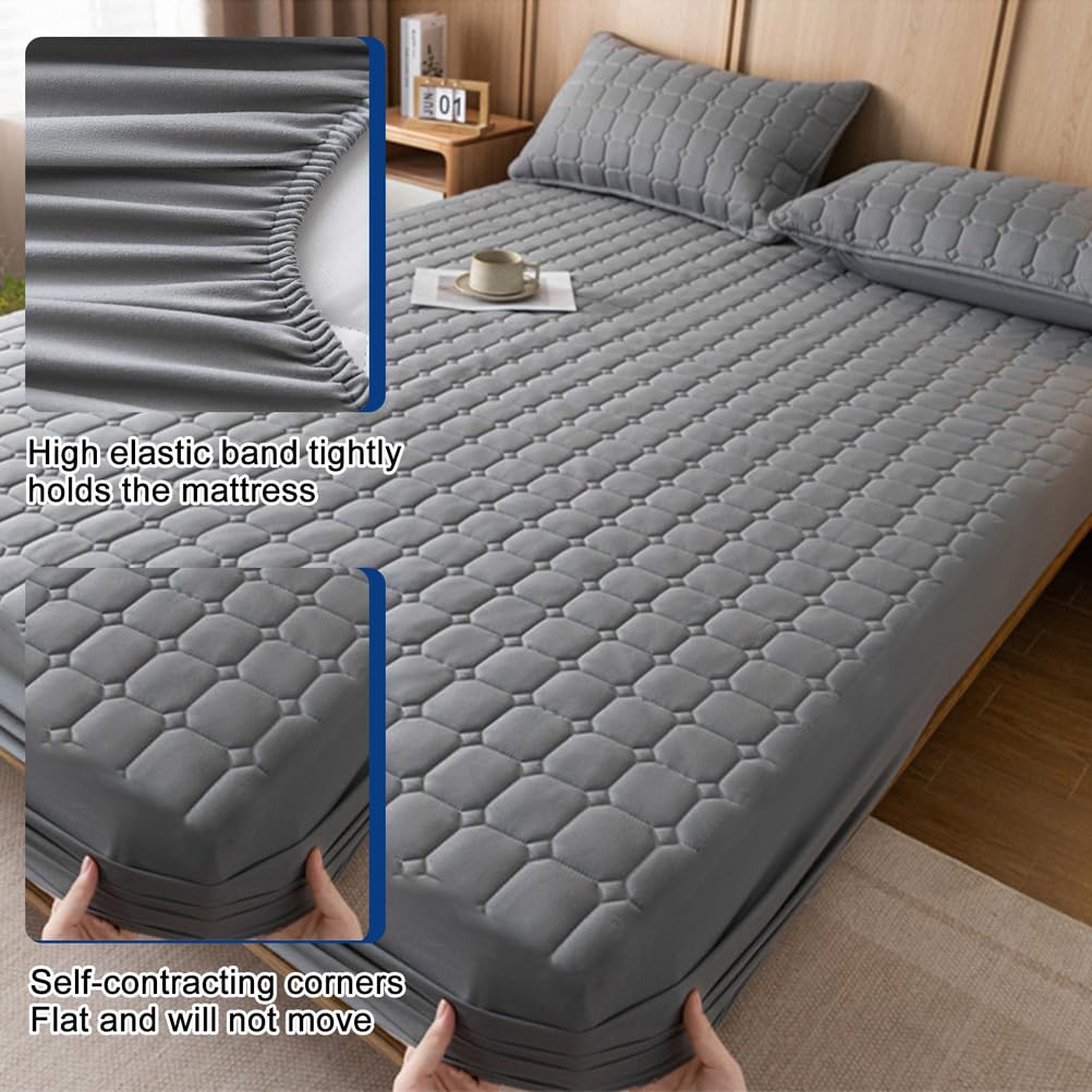 Coprimaterasso in Cotone, Coprimaterasso Singolo Matrimoniale Impermeabile, Trapuntata/Imbottito Proteggi Materasso Topper Lavabile Rivestimento, Angoli Elasticizzati,Bianca,200 * 200cm