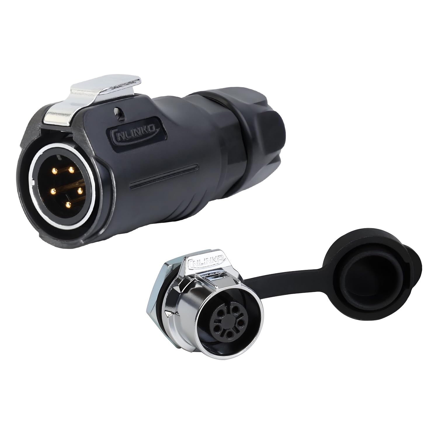 CNLINKO LP-12 5 Pin Connector IP68 Waterproof Circular Electrical Plug for Outdoor Equipment Solar Industrial Machinery DC 12V Threaded Single Port