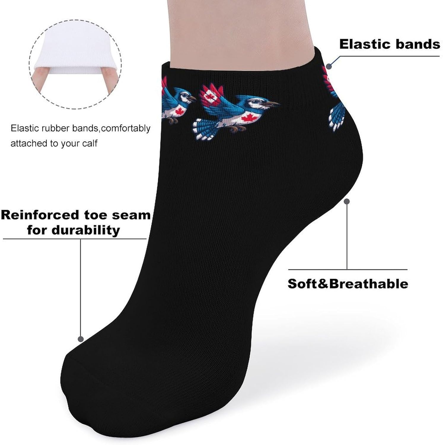 Canadian-Jay-Bluebird Ankle Socks for Men Women Low Cut Crew Sock Casual Sports Clothing