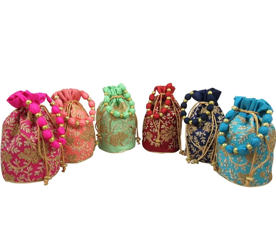 Ankit Traders Womens Royal Beads Handle Potli Bag (Multicolour, Pack of 12) (B09RK73WY4) Amazon Price History, Amazon Price Tracker