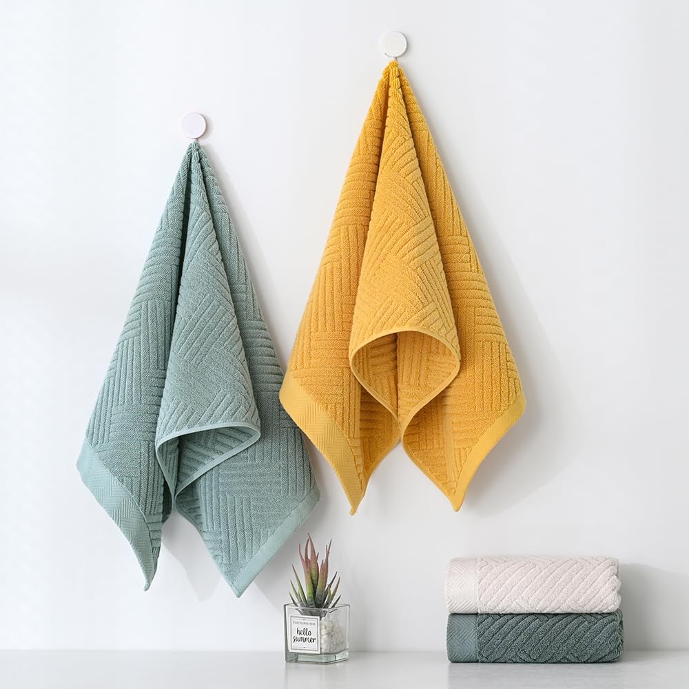 YiLUOMO Grey Hand Towel Set of 2 Premium 100% Cotton Herringbone Striped Weave Ultra Soft Highly Absorbent Hand Towel for Bathroom 13 X 29 Inch - Image 7