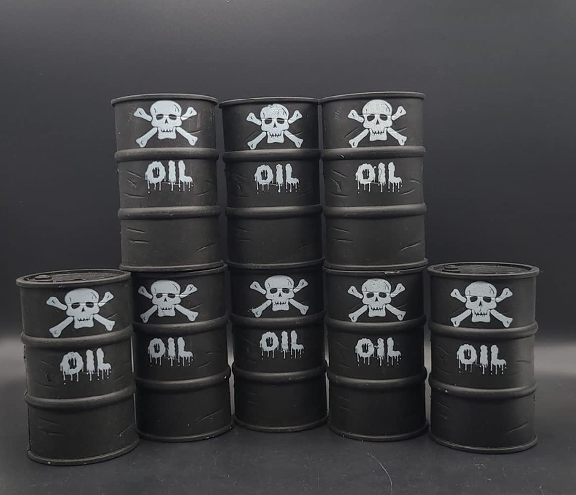 8PCS 1/12 Scale WWII Military Petrol Oil Drum Chemical Fuel Barrels for 6" Action Figure Body Scene Accessories