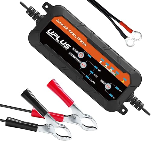 UPLUS LC-2258 - Cargador de batería de coche de 4A, 6V y 12V, cargador de coche portátil inteligente y desulfatador, mantenedor de batería para