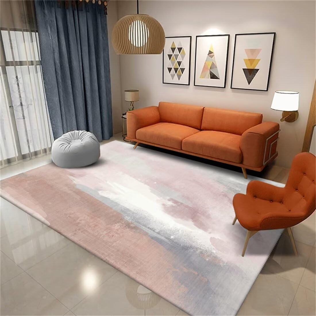 Tapis ado rose gris simple et compact pour petits espaces de jeu