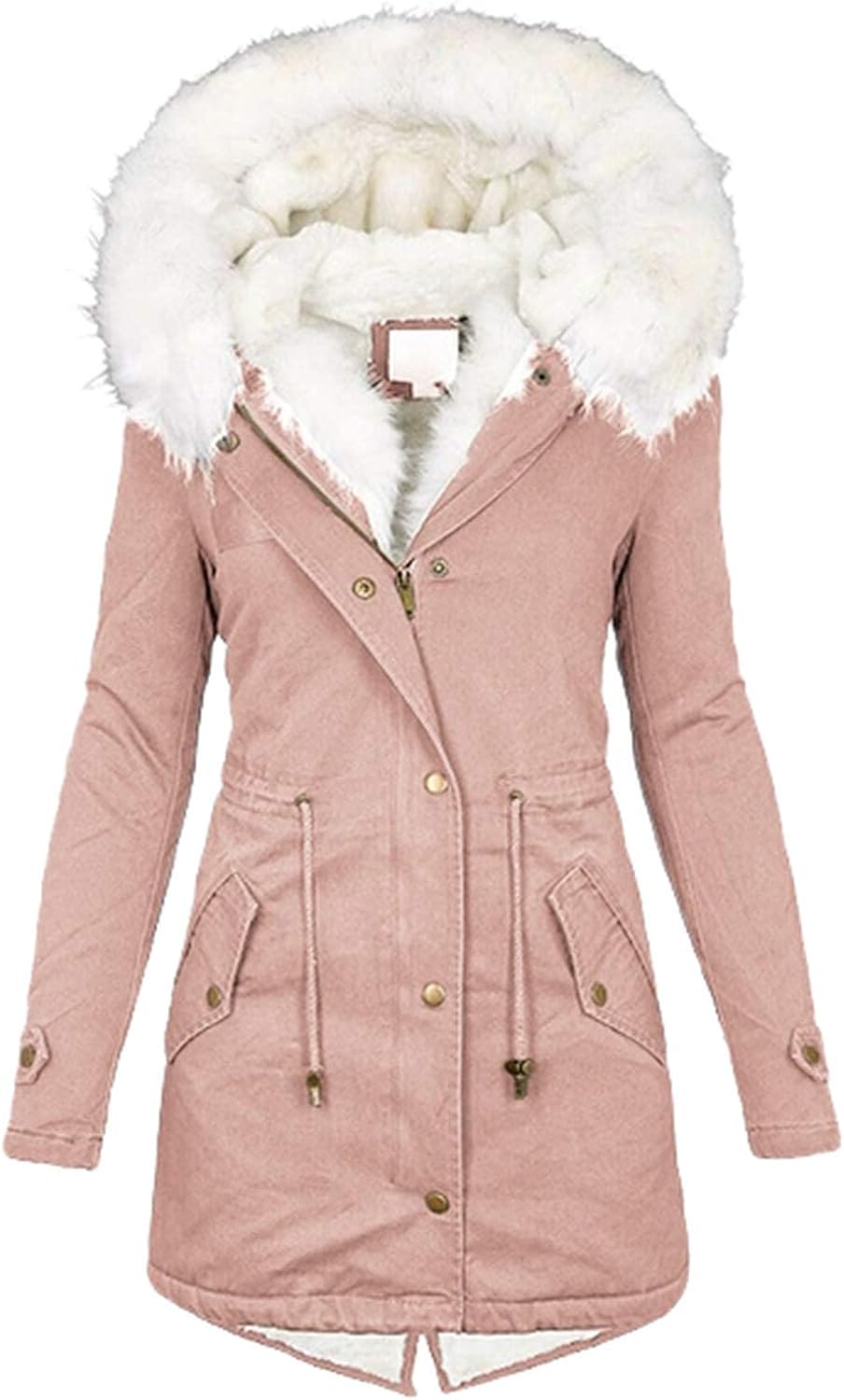 ZBYY Women's Faux Fur Lined Hooded Parka Jacket Windproof Winter Coat Warm Puffer Thicken Fleece Line Down Outerwear