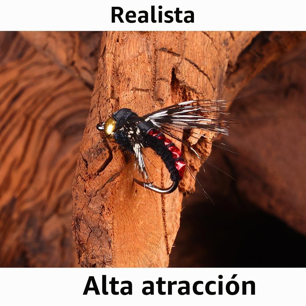 10 señuelos de moscas de trucha, insectos de imitación de moscas, cebos biónicos de agua dulce, anzuelos para trucha, lubina, salmón