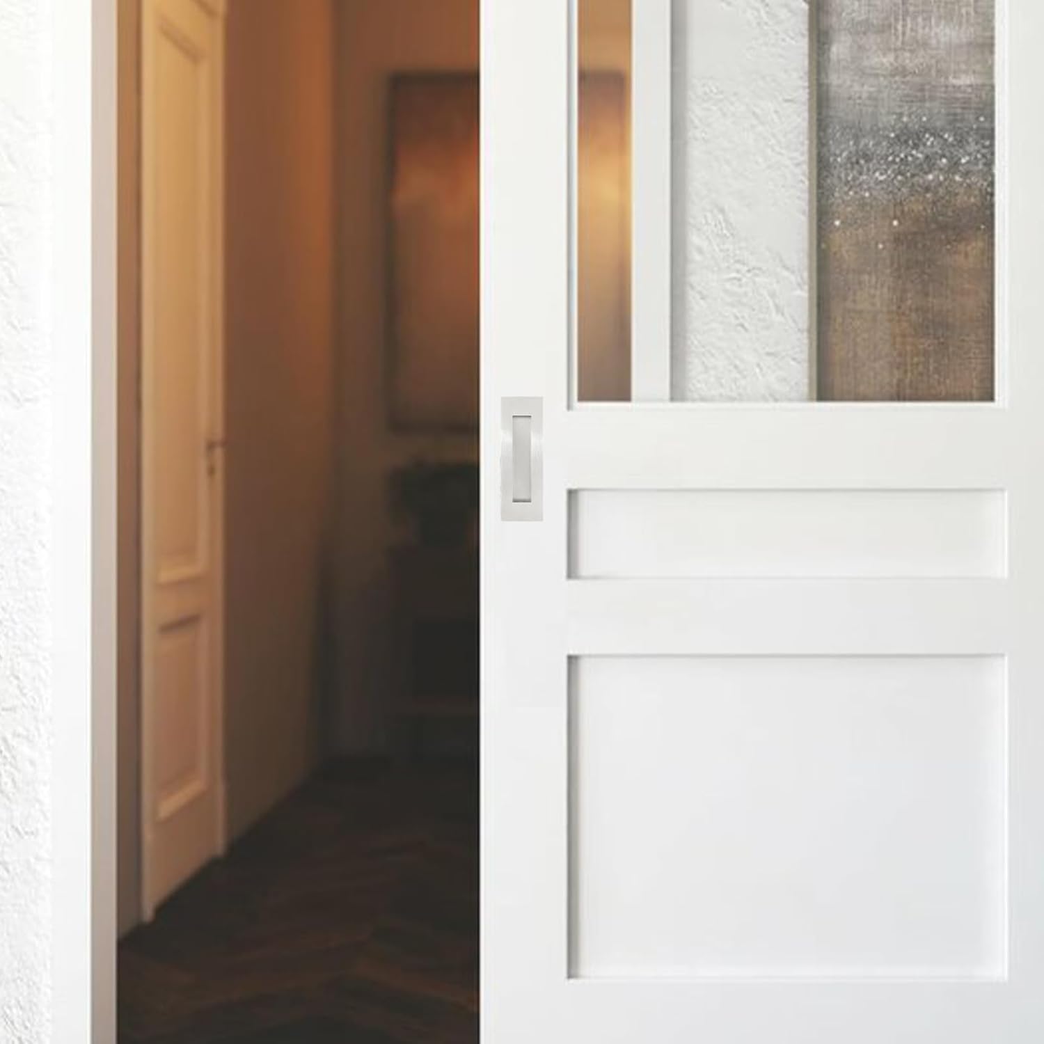 Hadnles Recessed Finger Flush Pulls - Fit Wardrobe, Pocket, Sliding Barn, Bifold Doors & More - Stainless Steel Brushed Rectangular Door Pull Hardware (7 INCH, Silver - 4 Pack)