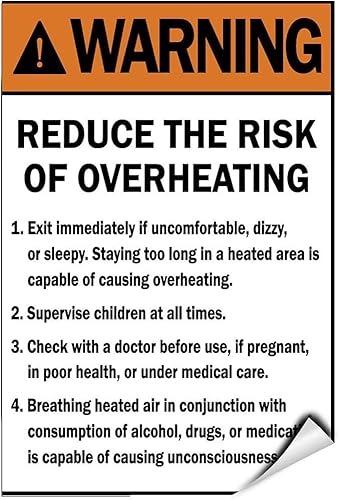 Advertencia Reduce el riesgo de calor de sobrecalentamiento, sigue las instrucciones (idioma español no garantizado), calcomanías de advertencia,