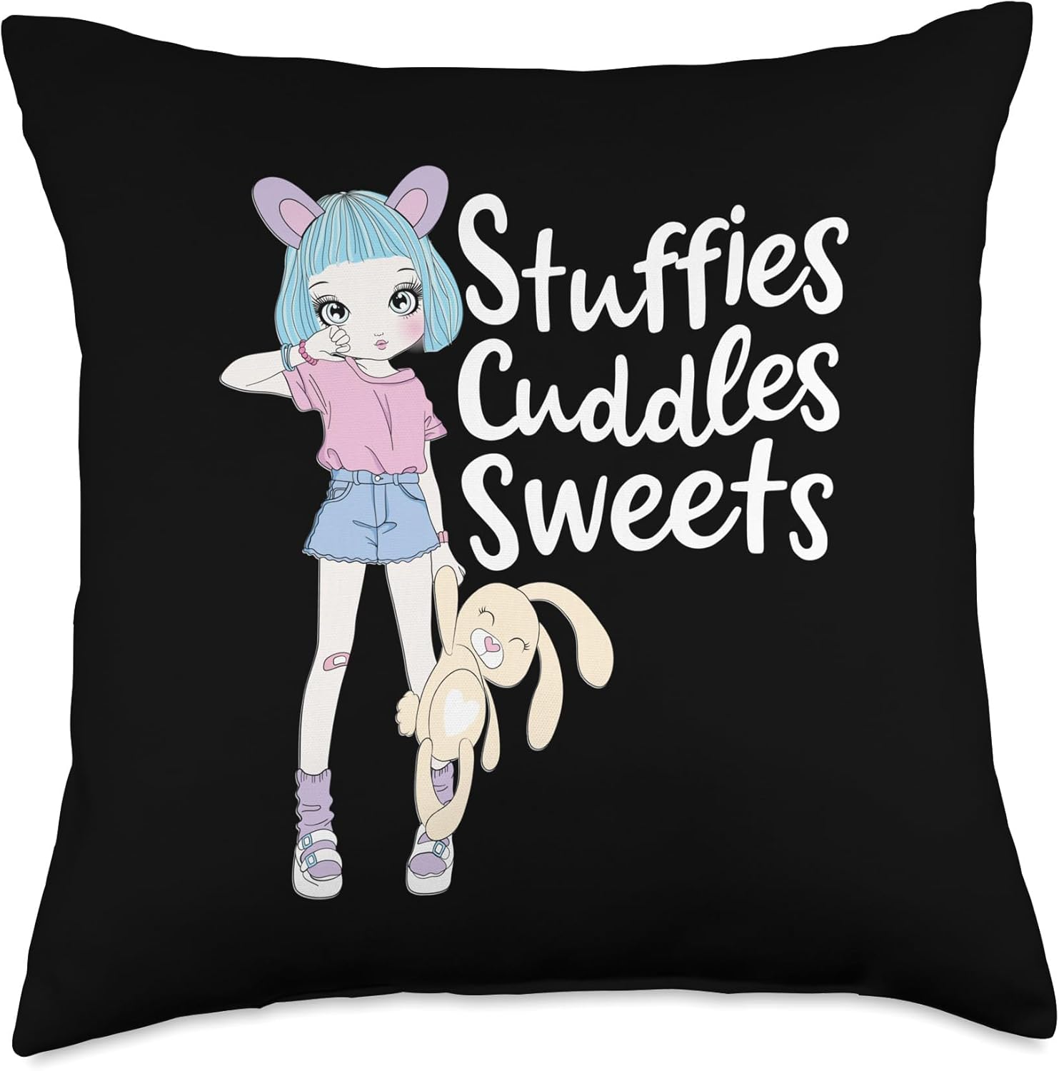 DDLG Baby Girl BDSM Stuffies Cuddles Sweets Cute Graphic Throw Pillow