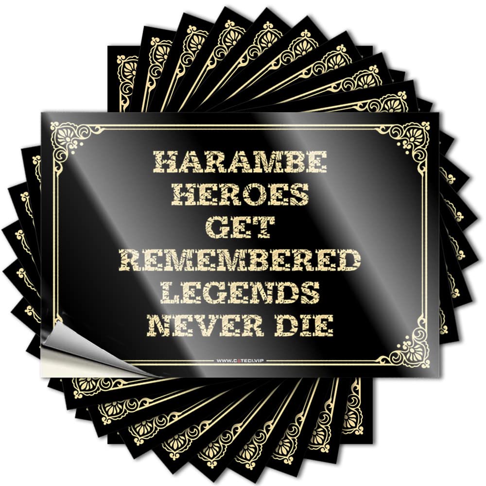 Lettering Sticker Plain | Positive Laptop Harambe Heroes Get Remembered Legends Never Die for Gamer(8X12CM)