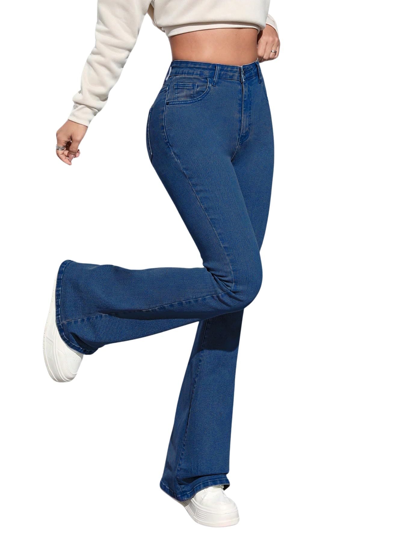 Solid Low Waist Bootcut Denim Jeans for Women's & Girls'