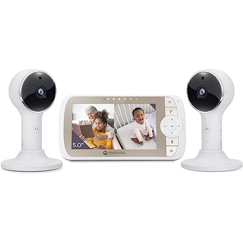 Motorola Baby Monitor VM65-5 WiFi Video Baby Monitor with 2 Cameras HD 1080p, Connects to Smart Phone App, 1000ft Long Range, 2-Way Audio, Remote Pan-Tilt-Zoom, Room Temp, Lullabies, Night Vision