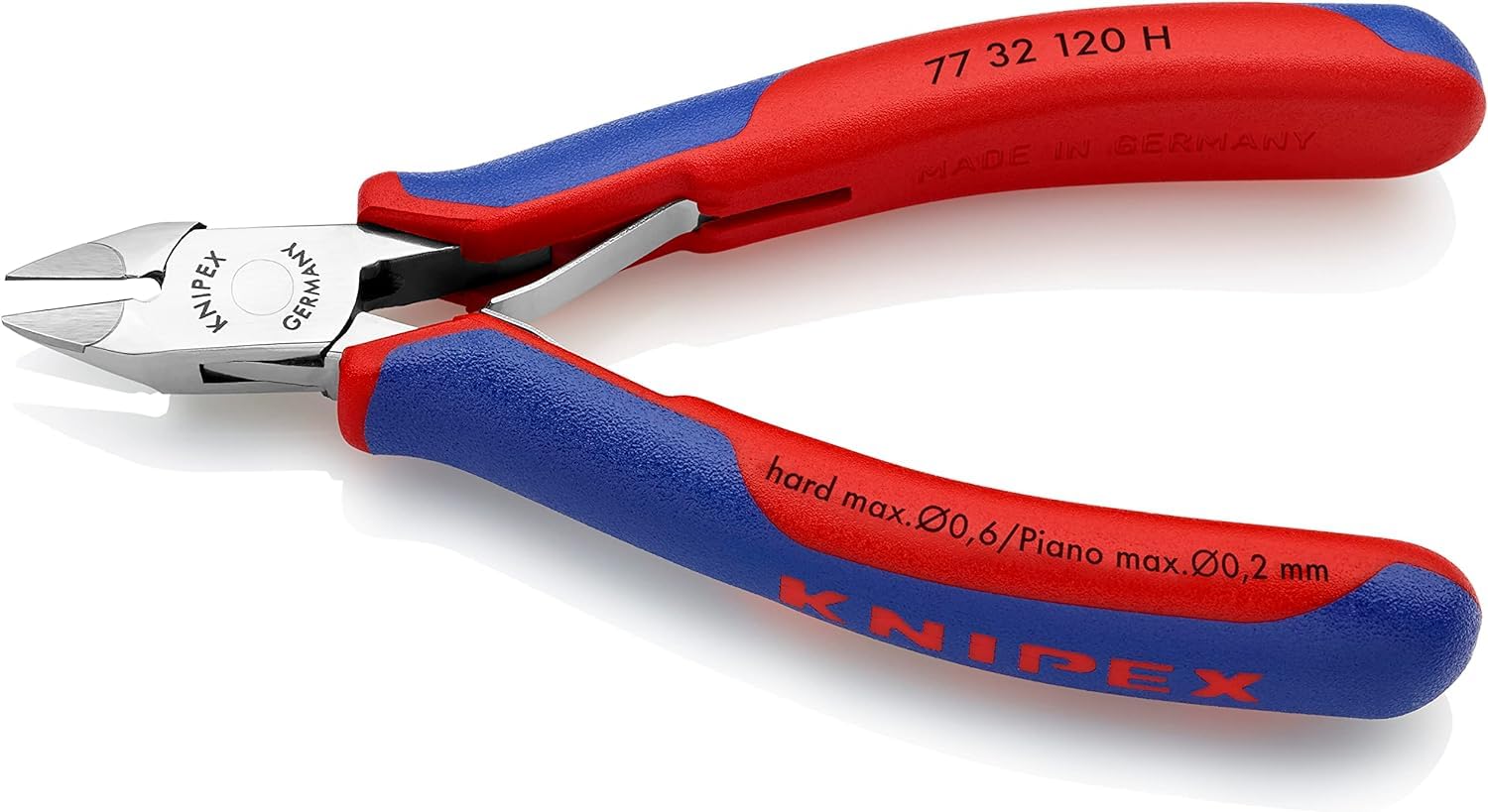 KNIPEX Alicate de corte diagonal para electrónica con filo de corte de metal duro con mangos multicomponente 120 mm, 77 32 120 H