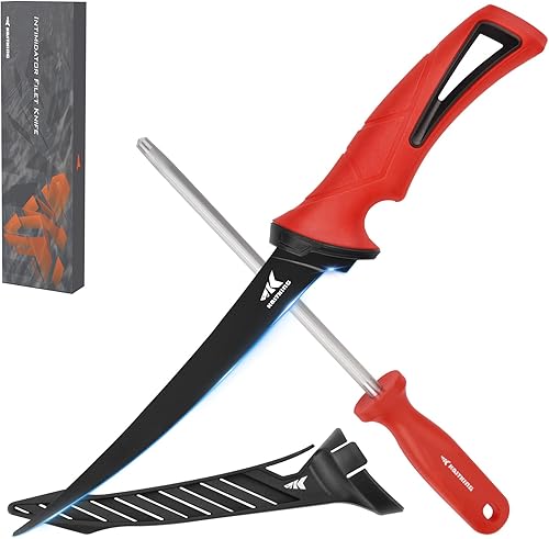 Miniatura 7 de KastKing Intimidator Cuchillos de Carnada y Fileteado, Hojas de Acero Inoxidable Alemán Ultra-Afiladas G4116, Agua Dulce o Salada, Mango A: Kit de
