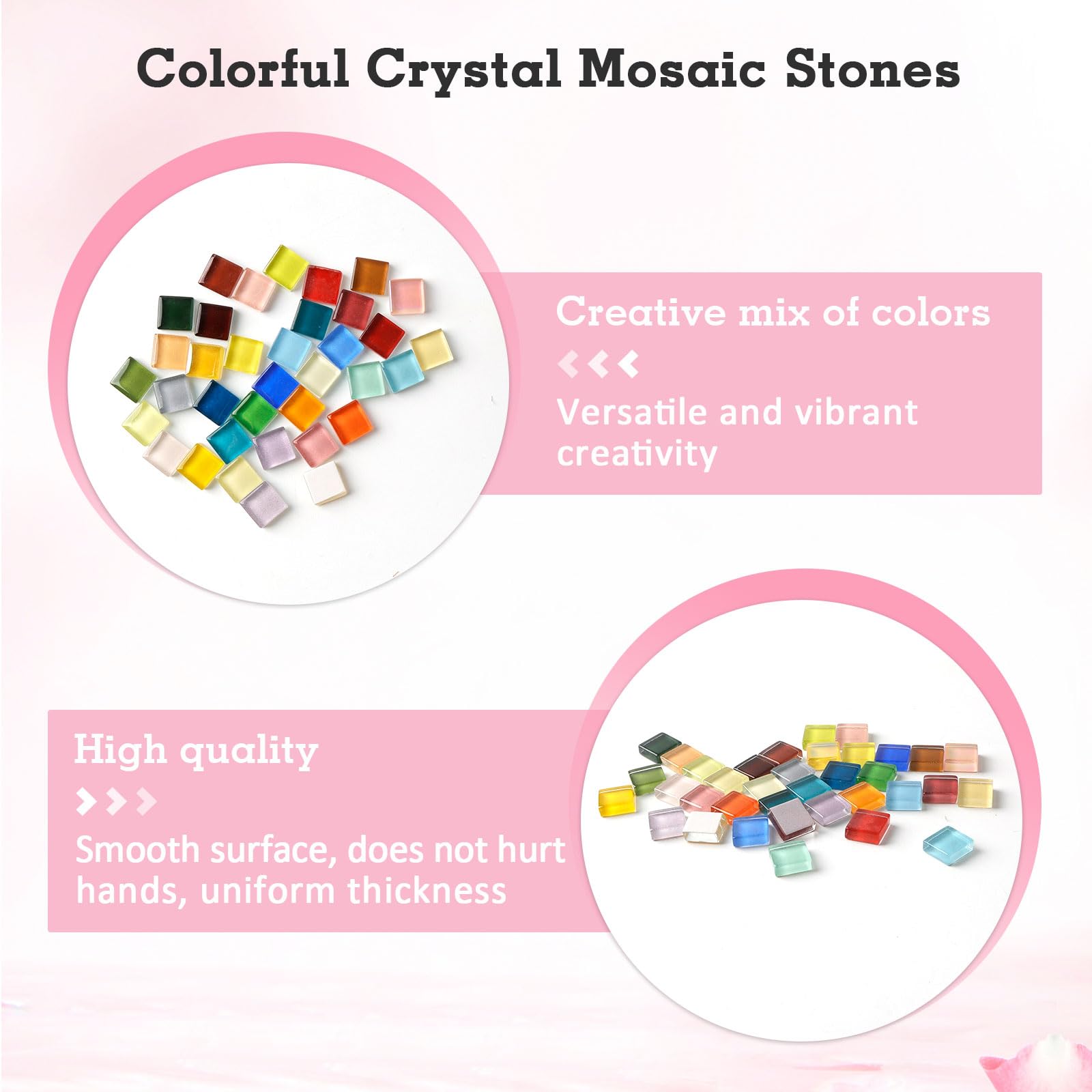 1 kg di pietre quadrate per mosaico in vetro, 1 x 1 cm, pietre colorate per mosaico, circa 1200 pezzi, mosaico di cristallo, mini piastrelle per mosaico per progetti artistici fai da te, decorazioni a