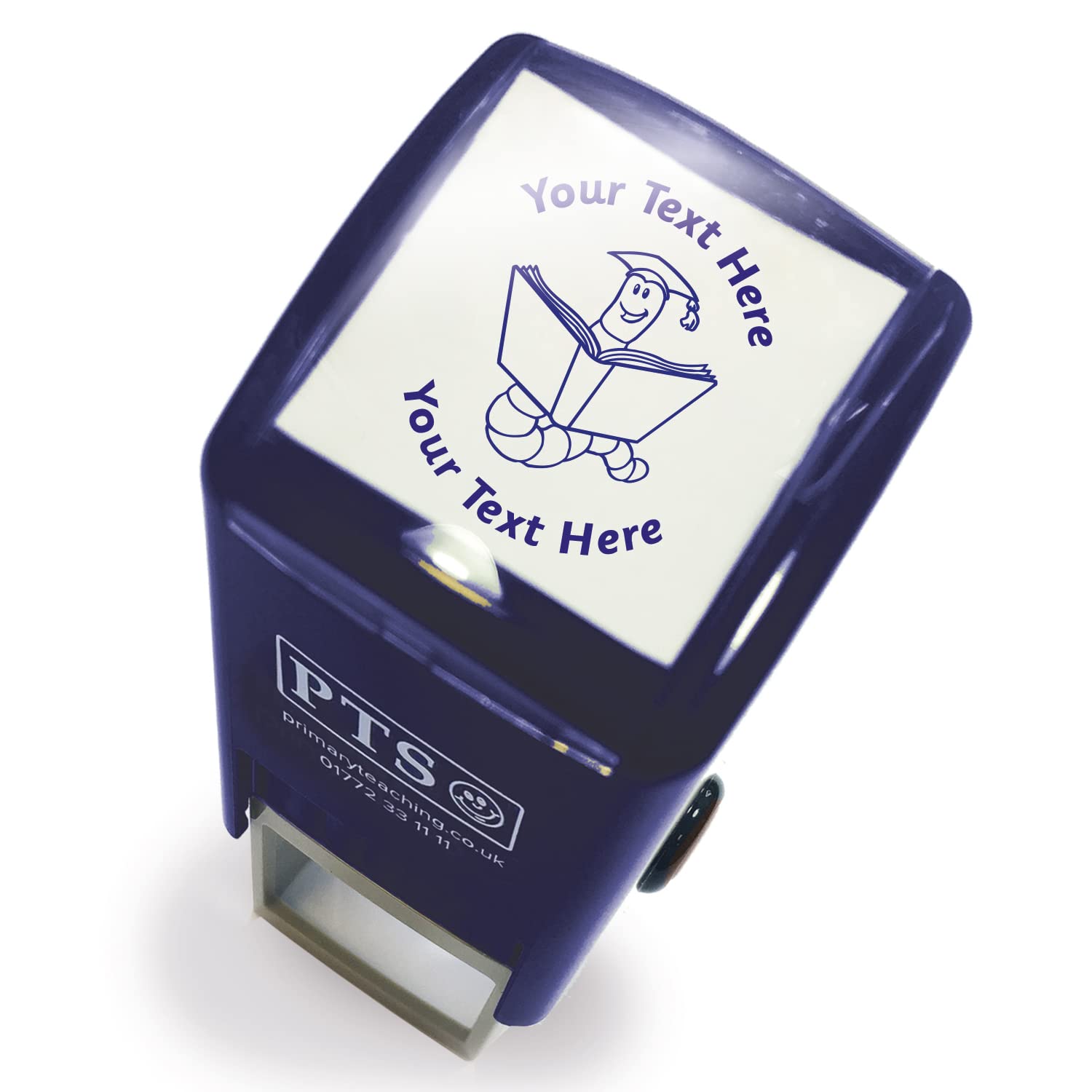 Personalised Book Worm Reading Literacy School Teachers Reward Feedback Marking Stamper Stamp 25mm Primary Teaching Services (Blue)