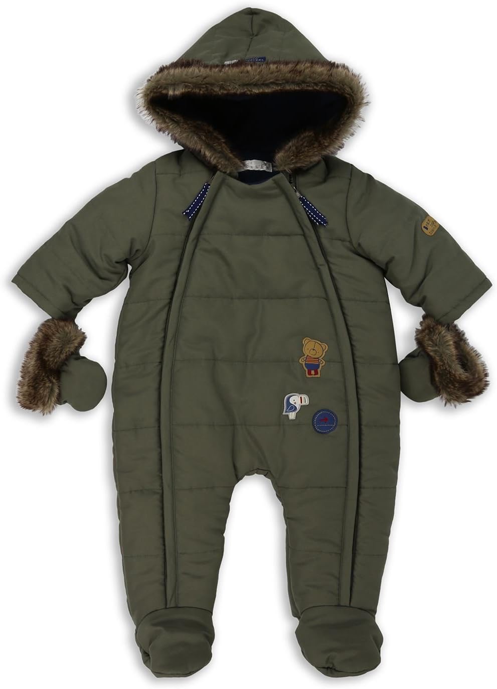 The Essential One - Baby Boys Fur Trimmed Pramsuit/Snowsuit - Khaki - EO253