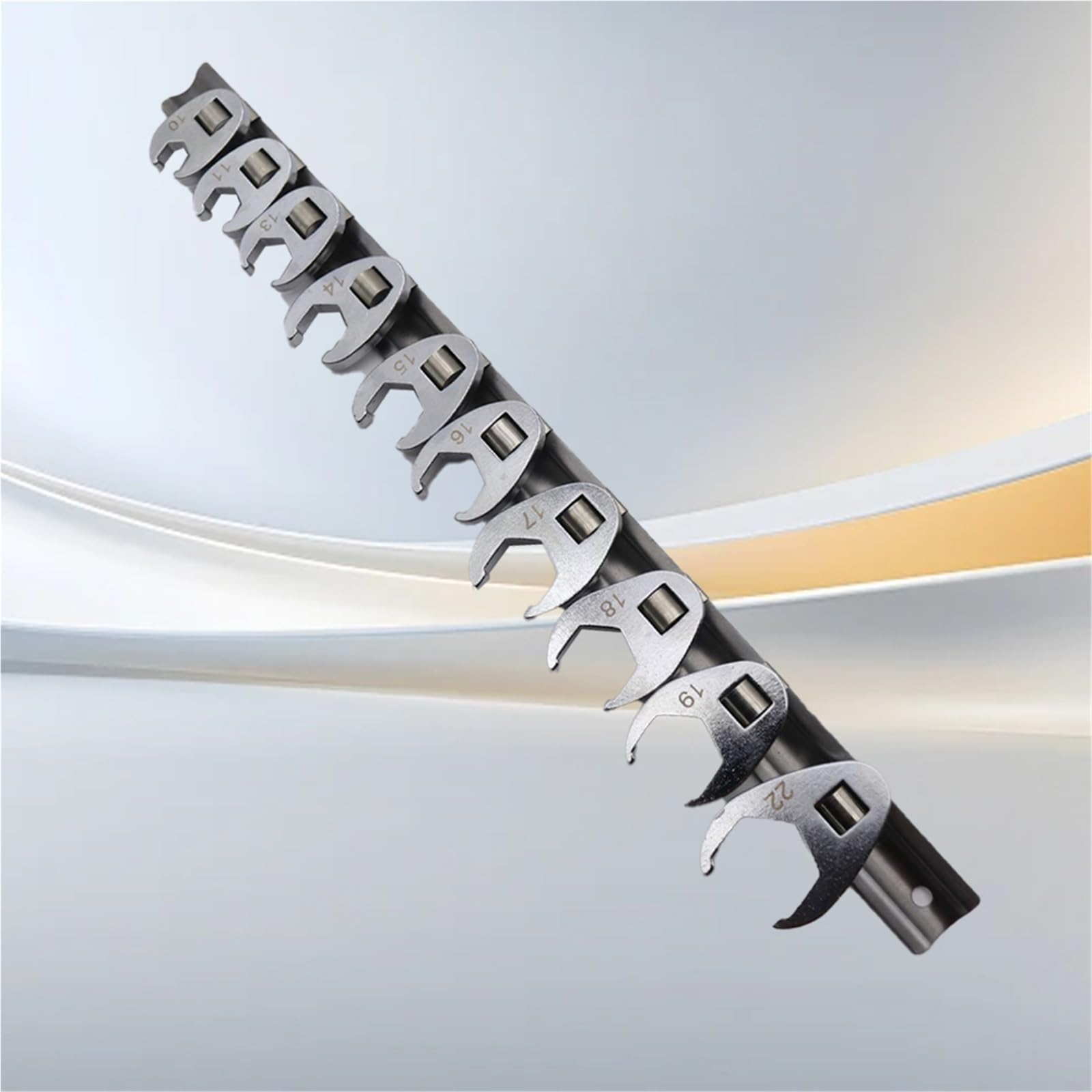 10 Uds. Llave de pata cabra accionamiento 3/8 pulgadas, llave extremo abierto pie métrico a 22mm for juego llaves dinamométricas