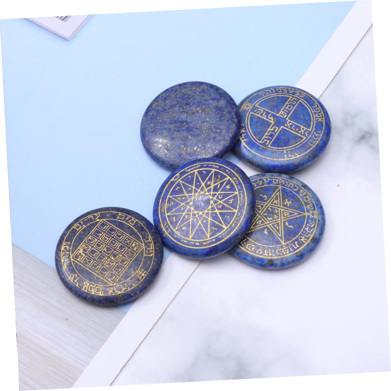 GLEAVI 3sets Natürliche Kristall Steine ​​energie Religiöse Stern Judentum Decor Runde Steine ​​reise 5 Stücke * 3