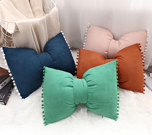 Miniatura 5 de Fundas de almohada decorativas bohemias con pompones, fundas de almohada de terciopelo suave, fundas de almohada lumbares con lazo de 14 x 20