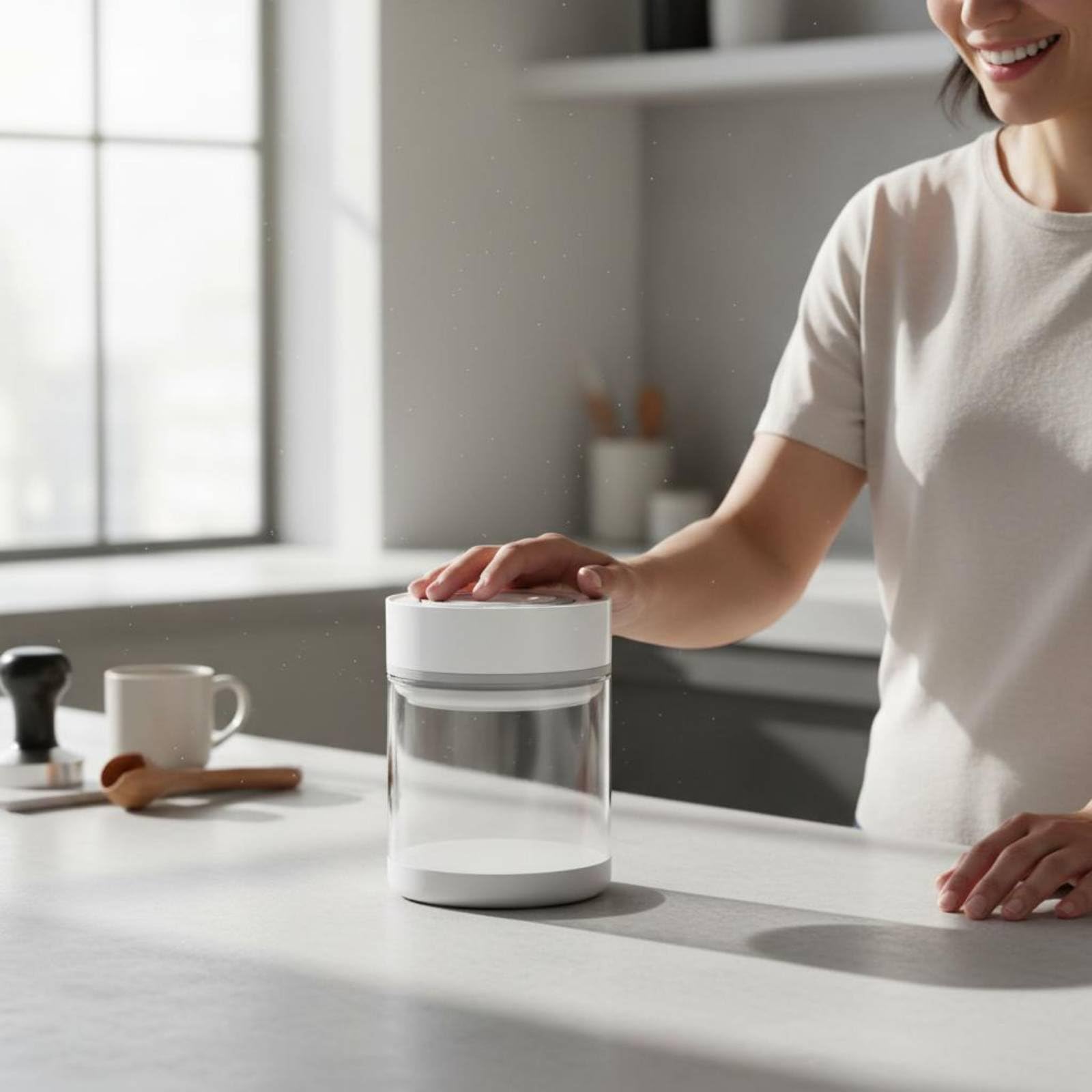 predolo elektrische Vakuum-Vorratsdose elektrisch Vakuum Kaffeedose luftdicht Vakuumglasdose, 1350ML