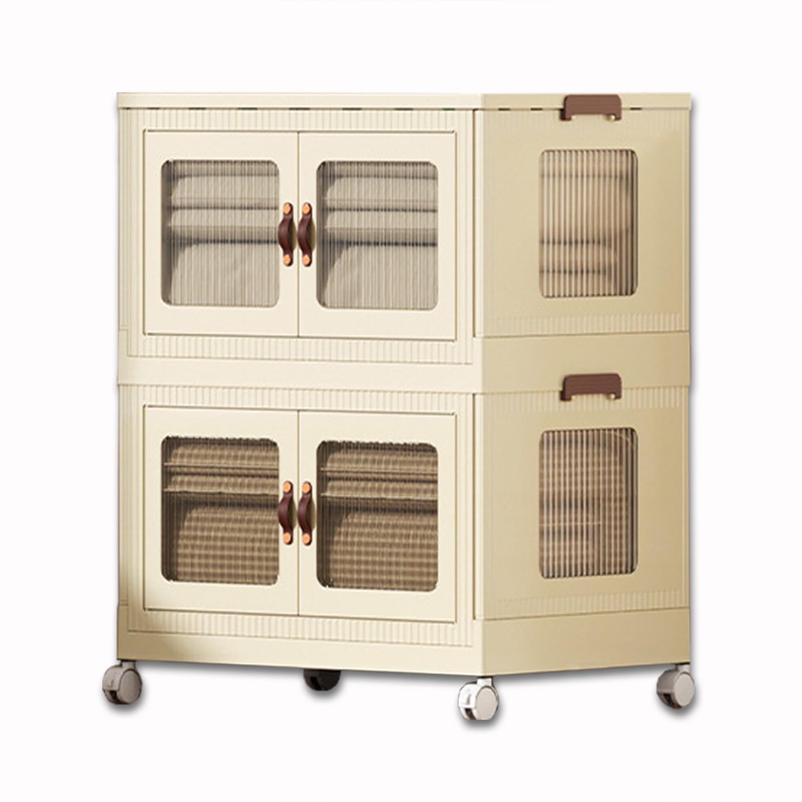 Cajas de almacenamiento apilables, cajas de almacenamiento de plástico transparente, contenedor de almacenamiento de plástico plegable con puerta magnética para dormitorio, sala de estar, oficina, ca