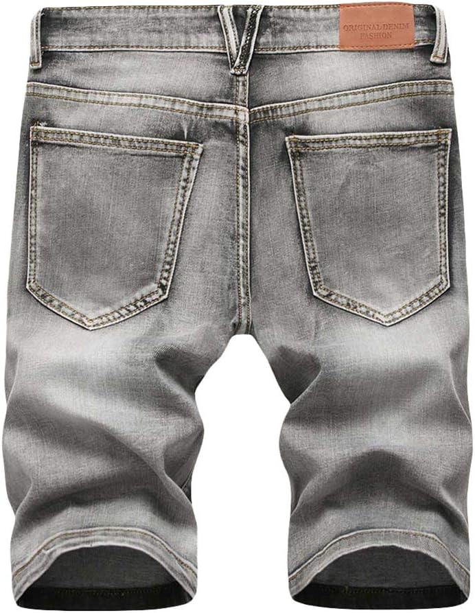 Men's Stretch Ripped Denim Shorts Casual Summer Jeans Shorts