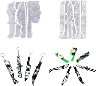 HyzaPhix Dagger Resin Molds Keychain Epoxy Casting Mold Scary Knife Silicone Mold Jewelry Making Supplies Michael Myers for DIY Pendant Horror Halloween Decorations