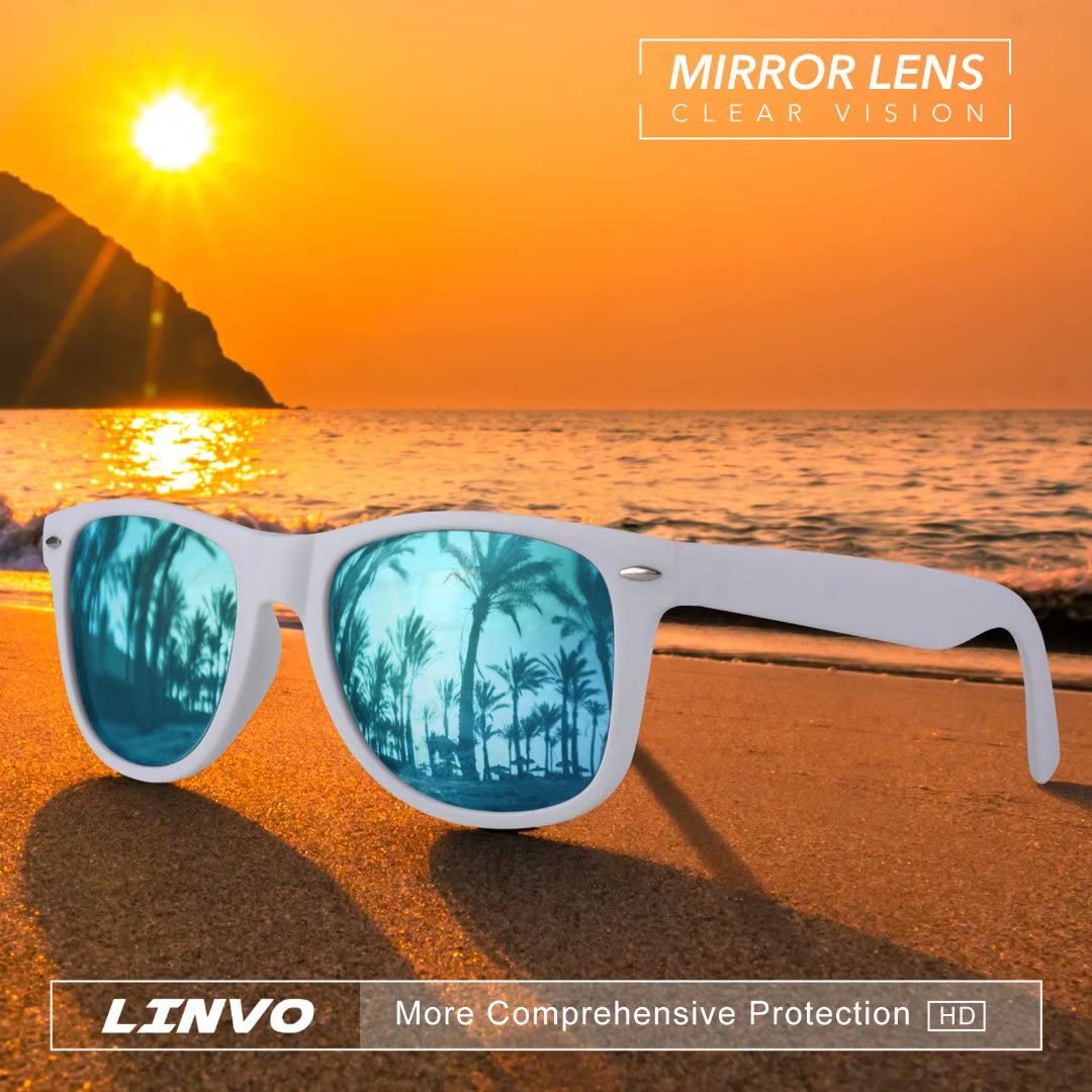 LINVO Occhiali da Sole da Uomo Donna Polarizzati Guida Protezione 100% UV400 Retrò Anni '80 Design