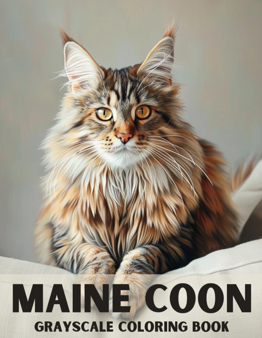 Maine Coon Grayscale Coloring Book: 40 Realistic Beautiful Illustrations of Maine Coon Cats, for Adults and Teens, Activity for Relaxation and Stress Relief, for Cat Lovers