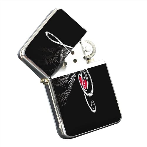 Nota Musical Amor – Plata cromado bolsillo Lighter por elementos de espacio