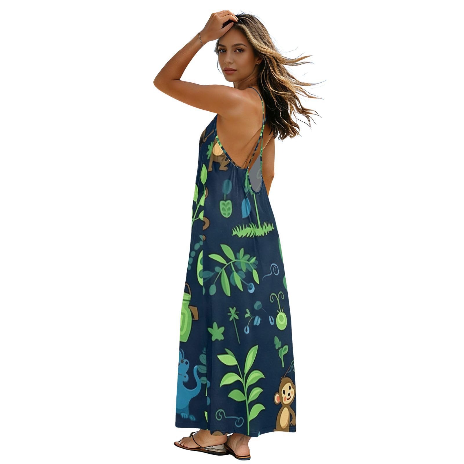 Robe d'été verte imprimé singe idéale pour vos vacances