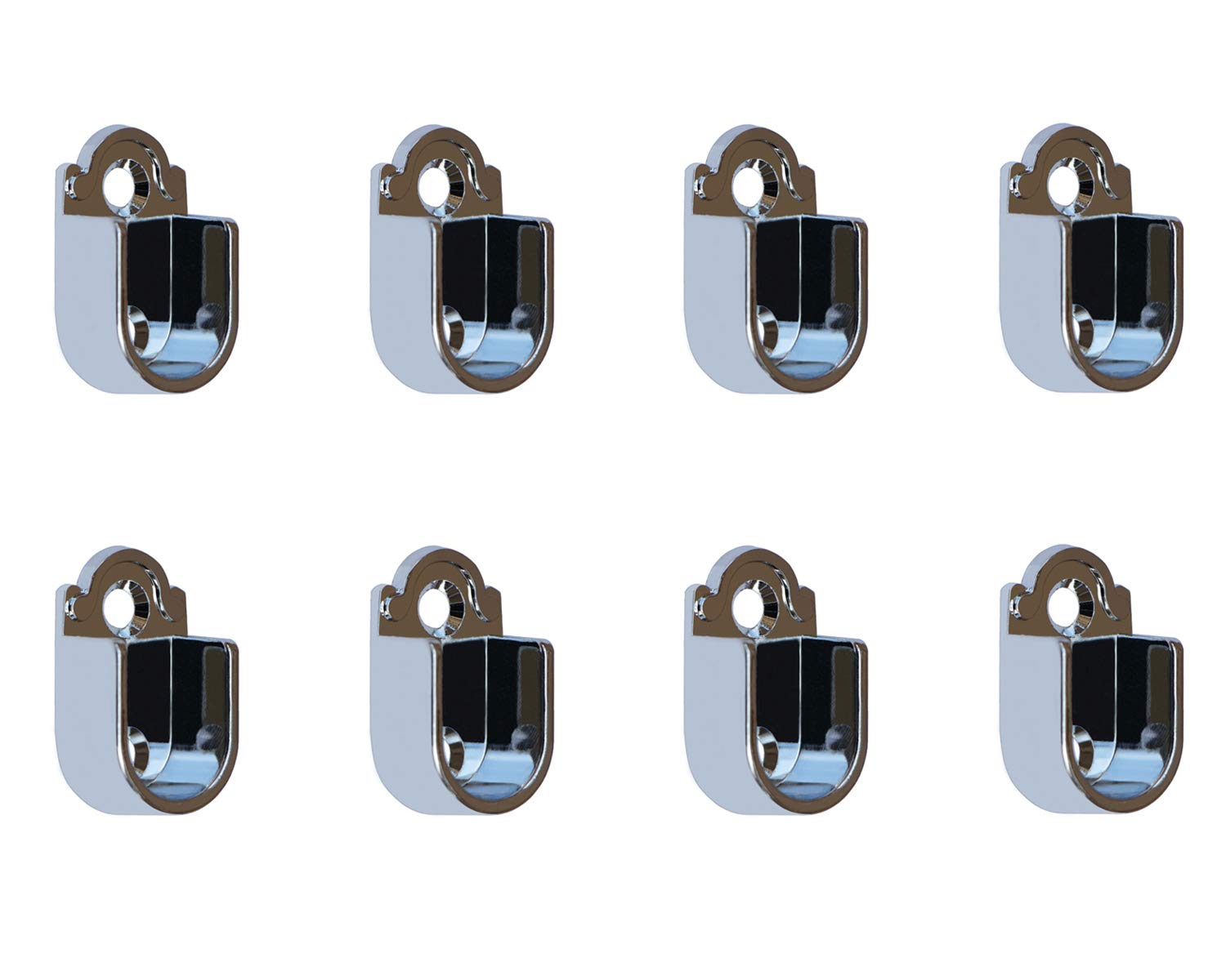 CFSky Metal Clothes Rail Cabinet Accessories Hanging Rail, 37 mm x 22 mm x 14 mm, Pack of 8 Flanges for 16 mm Pipes, Silver