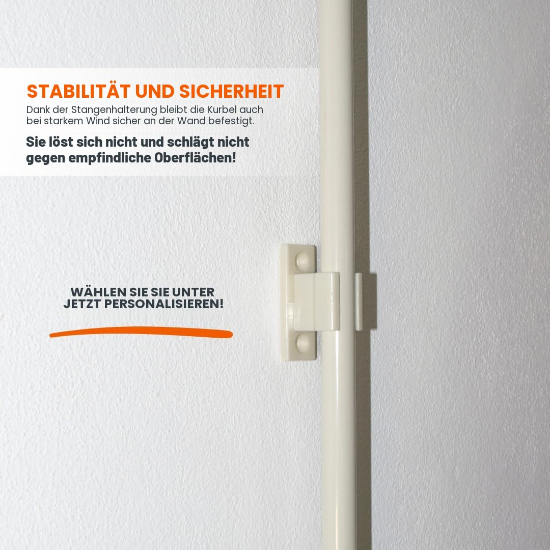 TENDAGGIMANIA Markisenkurbel Universal aus lackiertem Eisen - Markisenkurbel mit Haken mit ergonomischem Griff aus PVC- kurbelstange Farbe und Größe Anpassbar