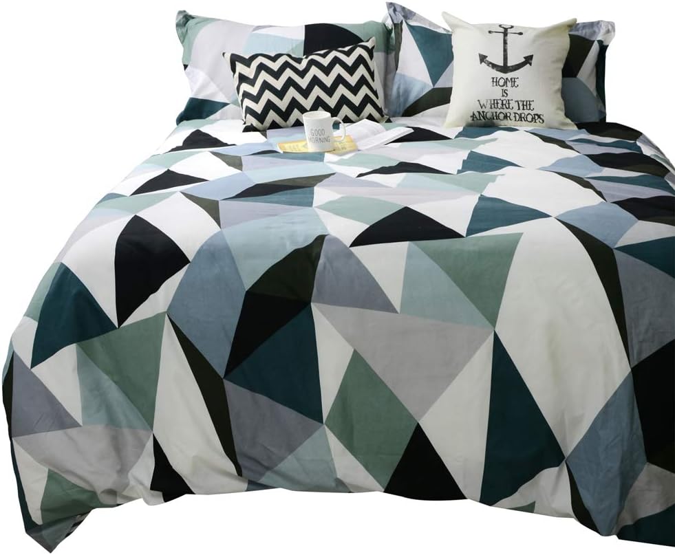 Triangle Striped Duvet Cover Set 3PC Geometric Modern Pattern Bedding Set