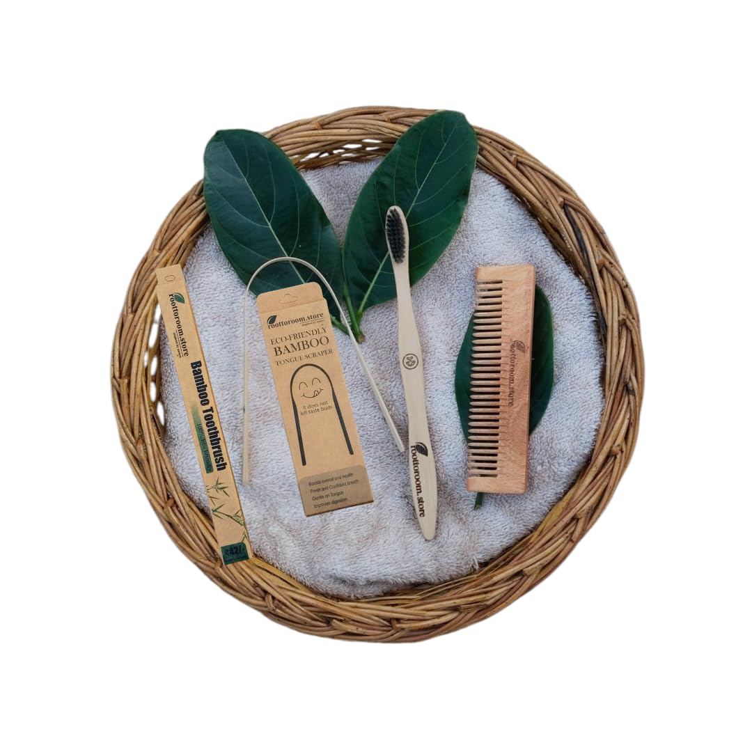 Kids' Morning Kit Combo with Bamboo Toothbrush, Tongue Cleaner & Neem Wood Pocket Comb | Eco-Friendly Oral & Hair Care Set for Child | Soft Bristle Wooden Kit for Daily Grooming Routine-image-11