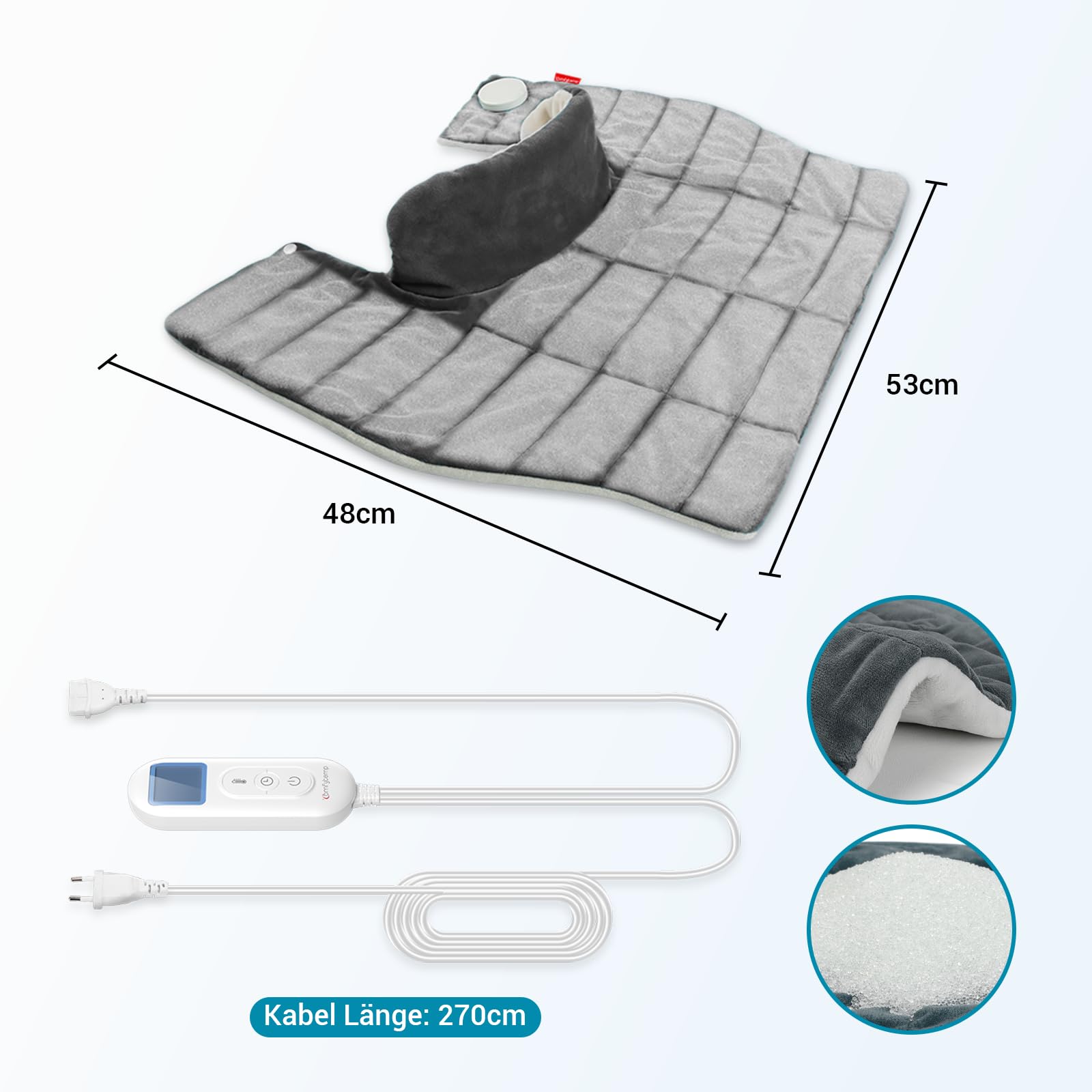 Comfytemp Voll gewichtetes Heizkissen für Nacken Schulter mit 9 Wärmestufen 0,5-9h Abschaltautomatik, 1 kg Nackenwärmer Schulterwärmer Elektrisches Wärmekissen Geschenke für Mütter, Frauen, Mama, Papa