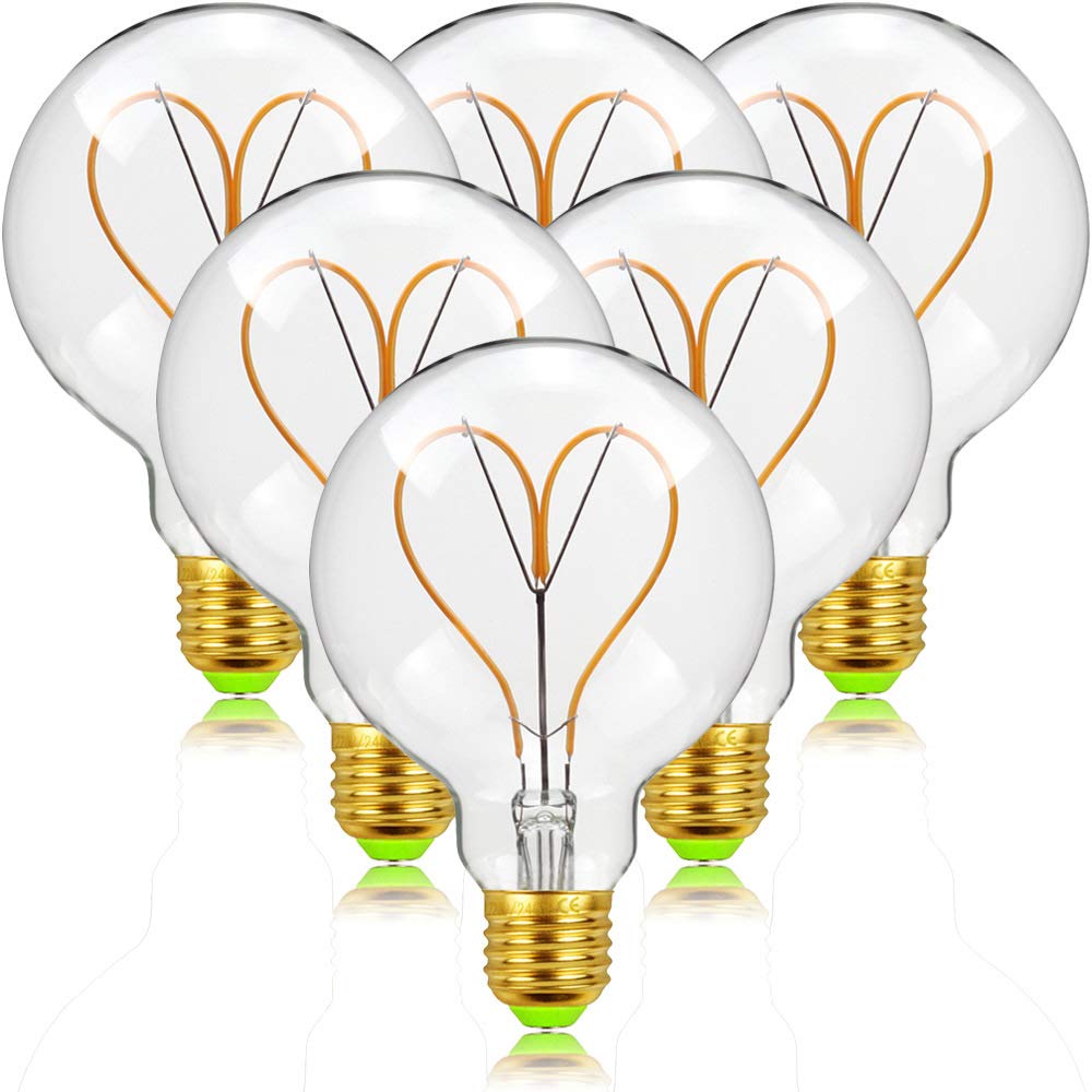 Lampadina LED G95 Edison Antica, Lampada Vintage a Globo, Lampadina Edison a LED dimmerabile a filamento Ambra 220V 4W, Lampadina Decorativa in Stile Antico, Trasparente,