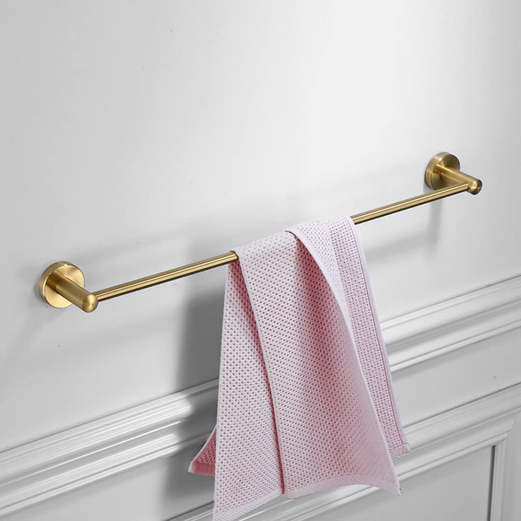 GLETSF Brushed Gold Towel Rack, Bathroom Shelf Stainless Steel Set, Towel Ring, Toilet Paper Holder, Mobile Phone Holder, Toilet Brush