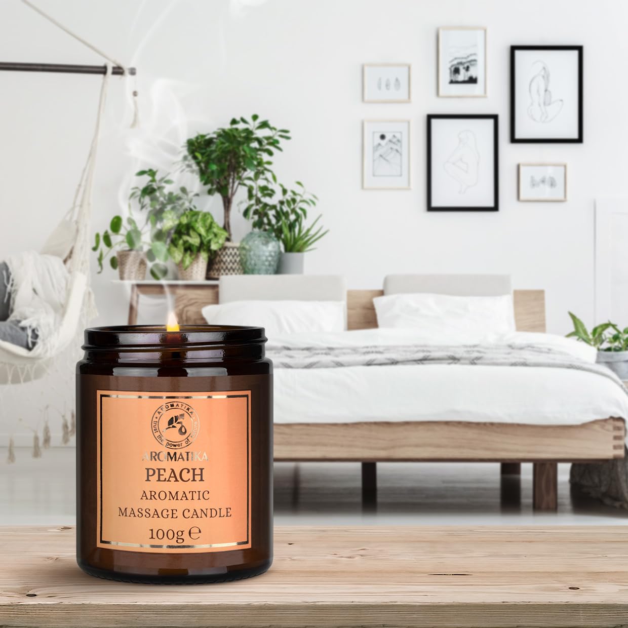Vela de Masaje Durazno 100 g - Vela de Cera de Soja - Mezcla de Aceites de Coco y Almendras - Vela de Masaje y Relajación - Aromaterapia - Cosmética - Calmante