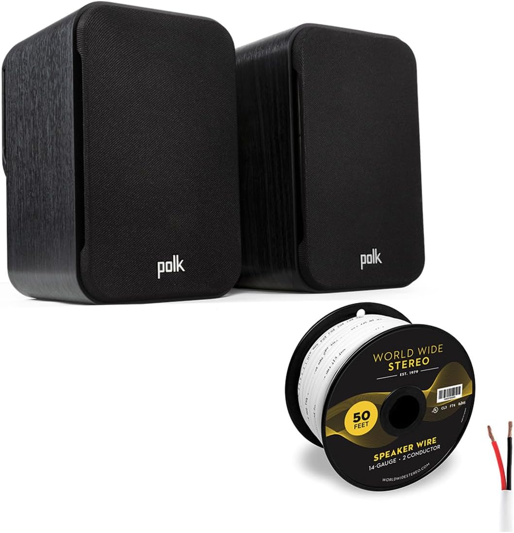 Polk Audio Signature Elite ES10 Surround Speakers Cable Bundle - (Black)
